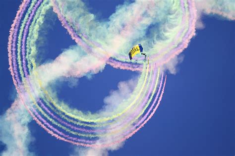 U S Navy Leap Frogs Parachute Team