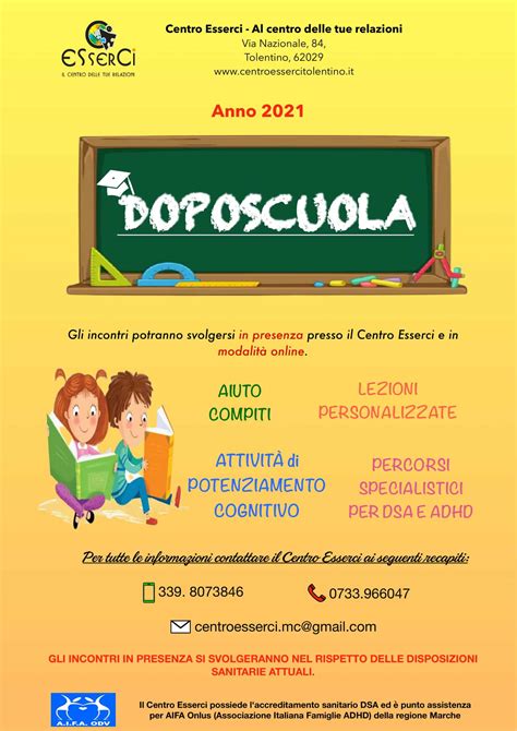 Locandina Doposcuola Online E In Presenza Centro Esserci