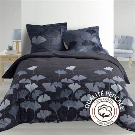 Housse De Couette 240 X 220 Cm Taies Percale 78 Fils Ginkgo