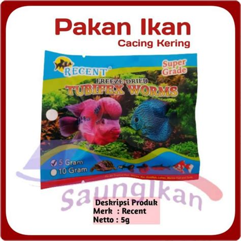 Jual Pakan Makanan Ikan Hias Recent Tubifex Worms Cacing Kering Gr