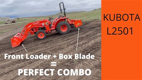 Kubota L2501 Box Blade And Front Bucket For Driveway Sd 480p Youtube