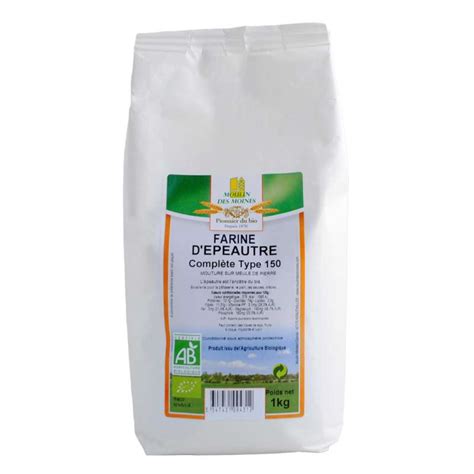 Farine d épeautre complète T150 BIO Moulin des moines 1 kg La