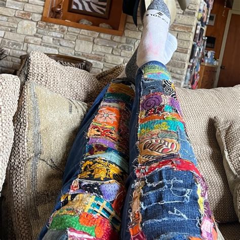 Custom Patchwork Jeans Kantha Made To Order Patchwork Hippie Boho Denim Patch Work Recycled