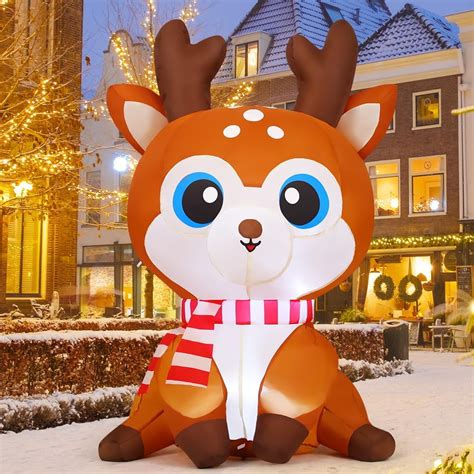 GOOSH 5FT Christmas Inflatable Reindeer Cute Inflatable Christmas ...