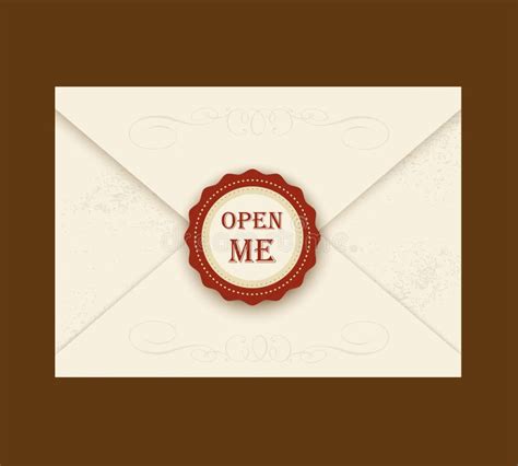 Envelope With Rosette Seal Vector Illustration Quote Open Me Stock