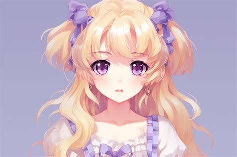 Premium Photo | An anime girl with long blonde hair and purple eyes