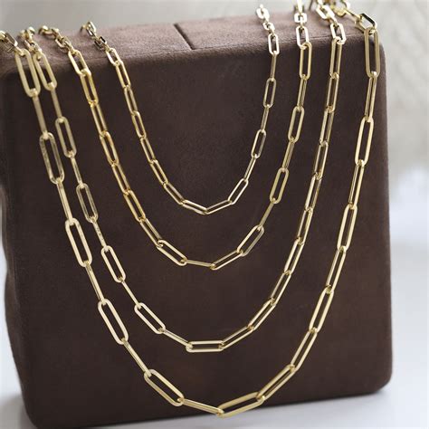 14k Gold Paperclip Necklace Bold Link Staple Chain Etsy