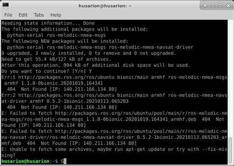 [Solved] Ros-melodic-nmea-navsat-driver install - Software - Husarion Community