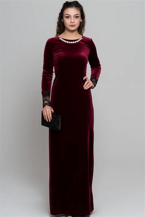 Robe De Soir E Longue En Velours Rouge Bordeaux Ar Abiyefon