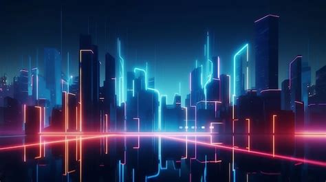 Premium AI Image | A neon cityscape with a neon light and a cityscape.