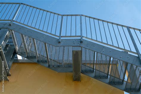 Fire Escape Staircase Pedestrian Passage For Emergency Exit Particular Structure In Galvanized