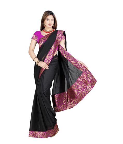 I Designer Black Semi Chiffon Saree Buy I Designer Black Semi Chiffon