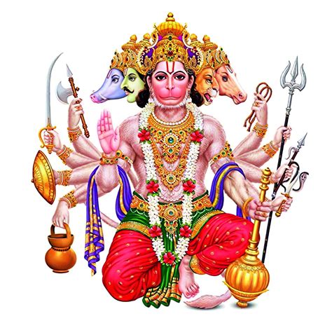 Techgifti Panchmukhi Hanuman Ji Wall Sticker For Living Room Bedroom