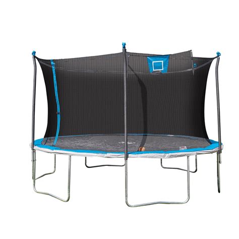 Bounce Pro 14ft Trampoline And Enclosure With Basketball Hoop, Blue - Walmart Business Supplies