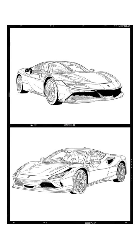 Ferrari Car Coloring Book / Pages 6 Pages Children/ Adult Colouring ...