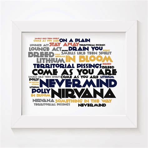 Nirvana Nevermind Limited Edition Typography Lyrics Art Print Signed