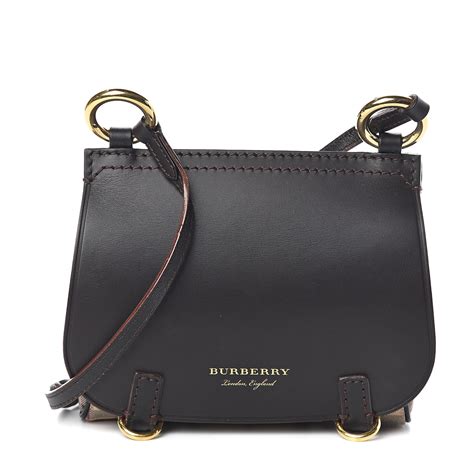 Burberry Haymarket Check Bridle Saddle Crossbody Bag Dark Clove Brown 540812