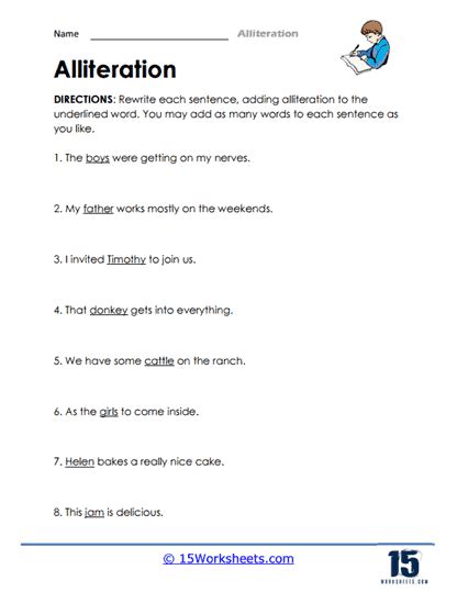 Alliteration Worksheets 15