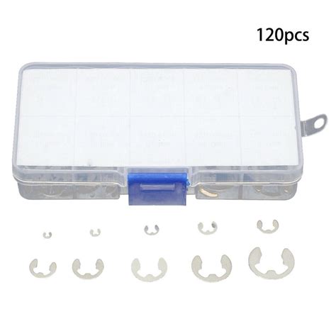 120Pcs 304 Stainless Steel E Clip Washer Assortment Kit Circlip