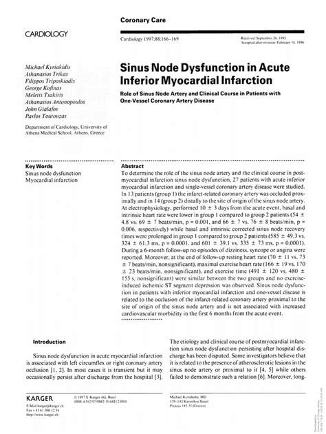 PDF Sinus Node Dysfunction In Acute Inferior Myocardial Infarction