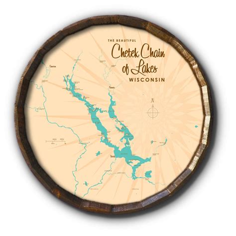 Chetek Chain Of Lakes Wisconsin Barrel End Map Art Lakebound®