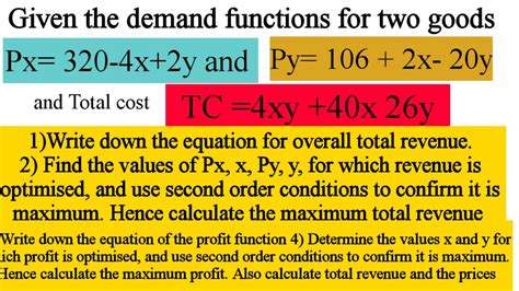 Profit Maximizing Level Of Price And Output From Demand Functions Of