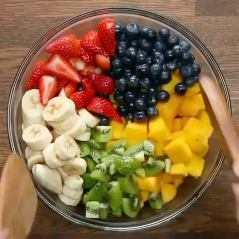 Healthy Recipes🥗🌱🍏 On Instagram “rainbow Fruit Salad With Honey Lime Dressing 🍓🍯🥗 Full