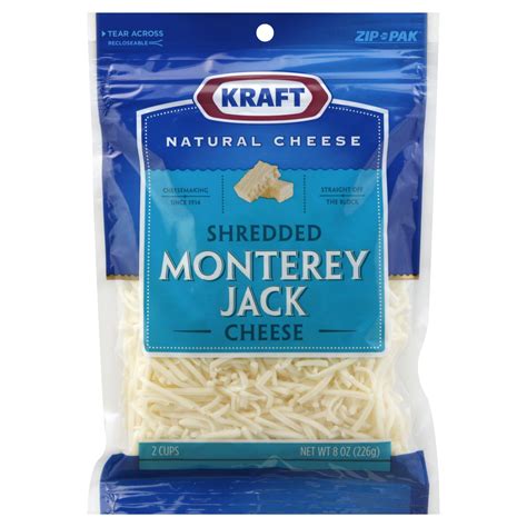 Kraft Natural Shredded Cheese Monterey Jack 8 Oz 226 G Food