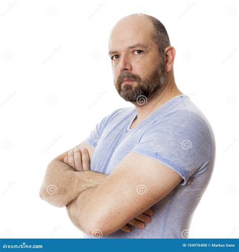 Bearded Strong Man Portrait Stock Photo Image Of Blue Face 104976408