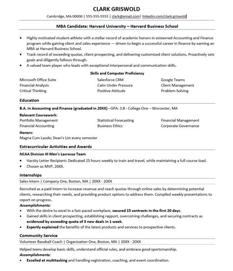 Harvard Resume Template Word Download