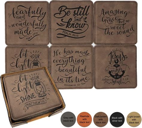 Bible Verse And Inspiration Leatherette Coasters Each With