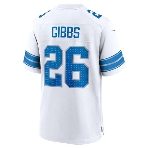 Dlions 26 Jahmyr Gibbs Game Jersey White American Football Jerseys