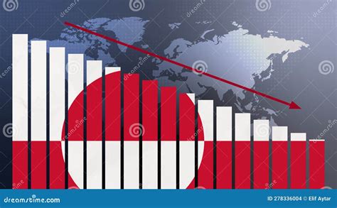 Greenland Flag On Bar Chart Concept With Decreasing Values Concept Of