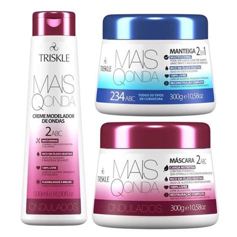 Kit Triskle Mais Q Onda Ondulados Modelador Mascara Manteiga Kit De