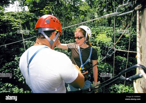 Canopy Walking In Mombacho Volcano National Park Nicaragua Stock Photo