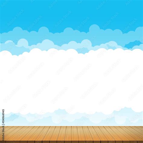 Brown wood floor with blue sky rainbow background empty room wit Stock Vector | Adobe Stock