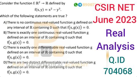 Csir Net June 2023 Mathematics Solution Real Analysis Csir Net Dec