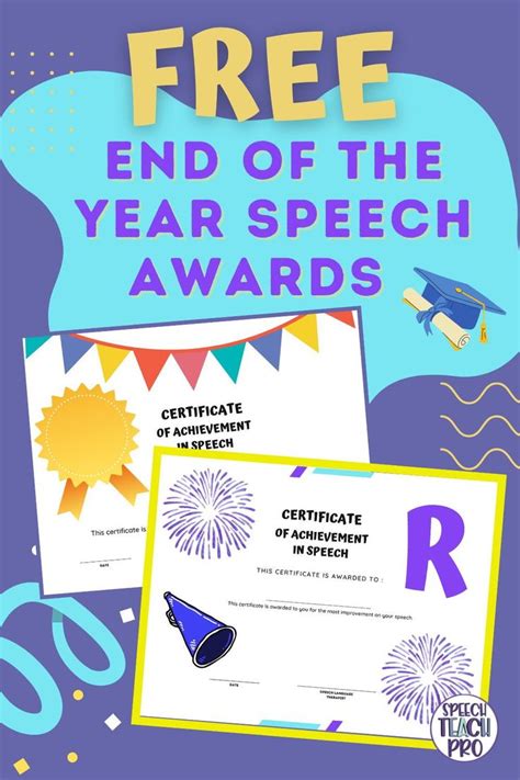 Two Certificates With The Words Free End Of The Year Speech Awards Written Below Them