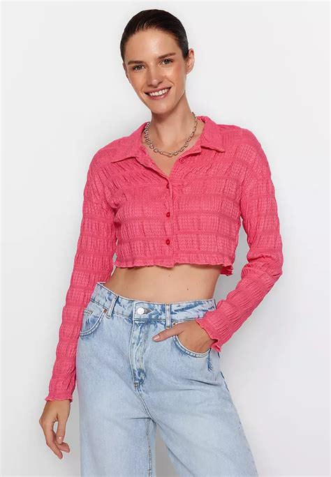 Buy Trendyol Textured Crop Shirt 2024 Online ZALORA Philippines