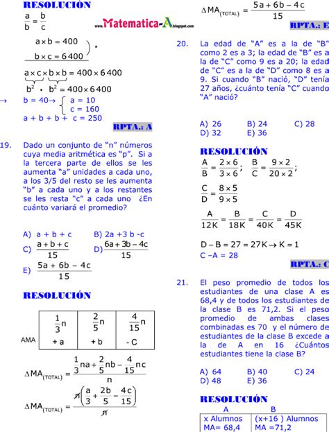 Razones Y Proporciones Ejercicios Desarrollados Imprimir Gratis ~ Matematicas Problemas Resueltos