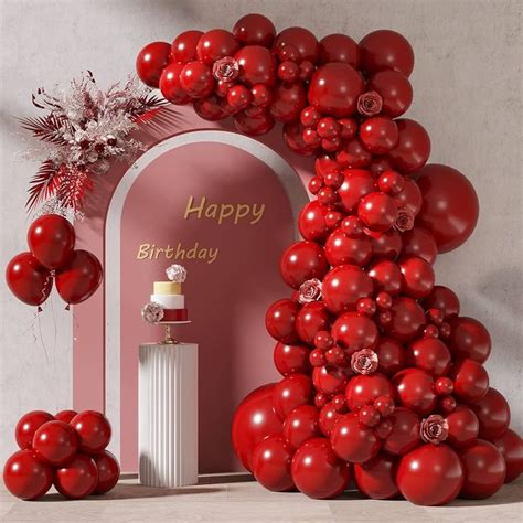 RUBFAC 87pcs Ruby Red Party Balloons Different Sizes 18 12 10 5 Inches ...