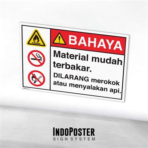 Jual Stiker Safety Sign Rambu K3 ANSI Bahaya Material Mudah Terbakar