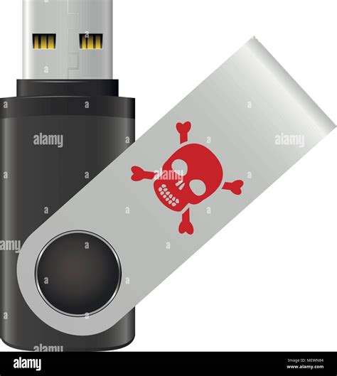 Infected USB flash drive on white background. USB flash drive virus ...