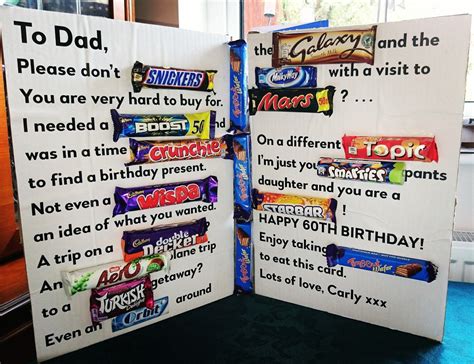 The Birthday Card Made Out Of Chocolate Bars For My Dad S 60th It Went Down A Treat He Loved