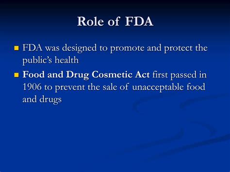 Ppt Role Of Fda Powerpoint Presentation Free Download Id 5627662