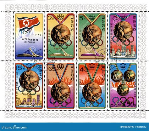 North Korean Old Postage Stamp Editorial Photography Image Of