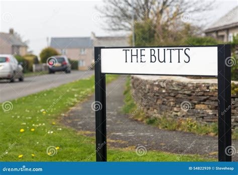 Funny Road Or Street Sign The Butts In Cornwall Stock Image Image Of