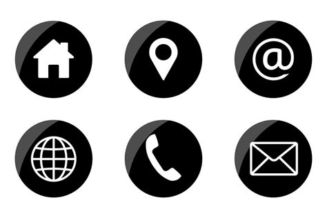 Contact us Web icon set for web and mobile. Black round Communication ...