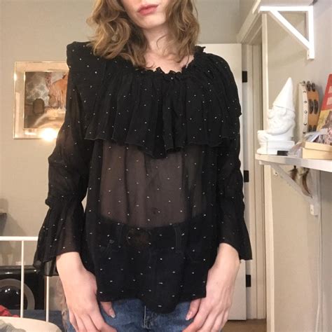 Jill Stuart Women S Black And Gold Blouse Depop