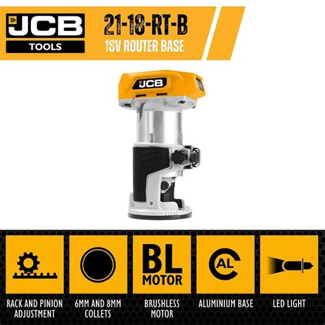 Jcb V Cordless Brushless Trimmer Router Variable Speed Led Light